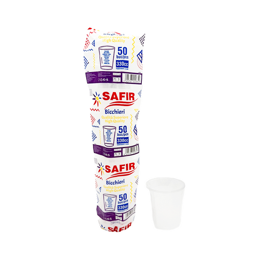 PAHARE PLASTIC SAFIR 330ML 50BUC/SET